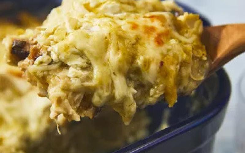 Green Chile Chicken Enchilada Casserole