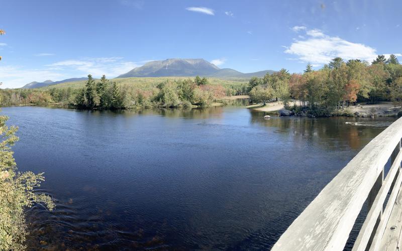 Pictured above is Mount Katahdin from Abol Bridge. Below left is a warning sign at the start of the 100 Mile Wilderness in Maine. Below right is an aviation crash at Fourth Mountain right on the Appalachian Trail.