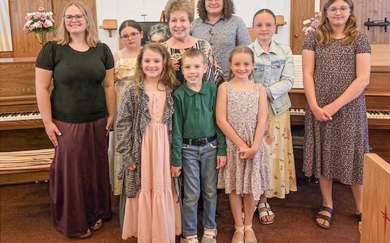 Pictured left to right: Emily Sisco, Bynley Huddleston, Katherine Carman, Judah Flanick, Ms. Sherrie, Cavan Kirkpatrick, Paige Kaleto, Maggie Lang, and Norah Brown.