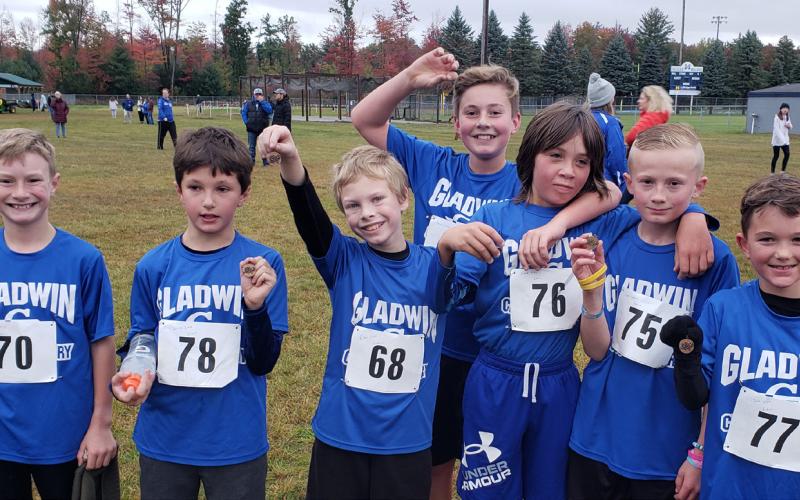 Several of the medal winners in the elementary race on Saturday.