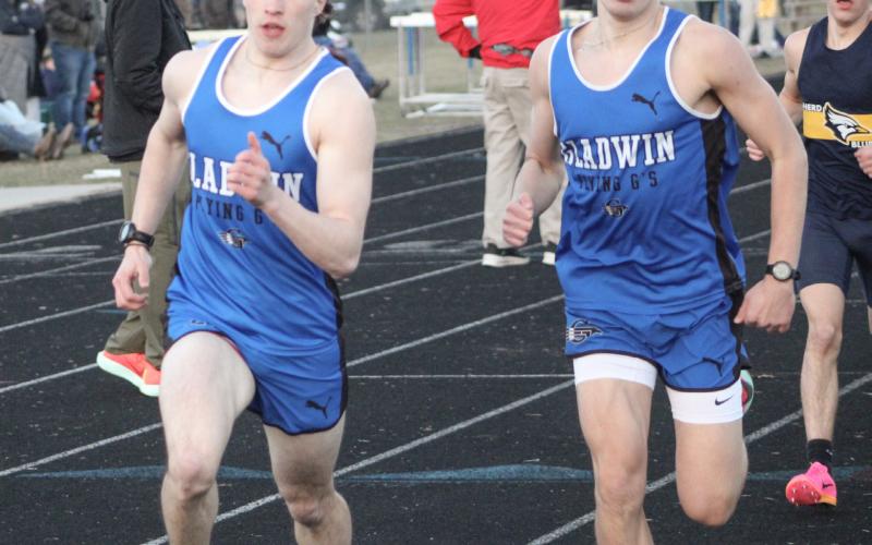Myles Robinson (left) and Ben Verellen represented Gladwin at the Division 2 boys’ state meet at Hamilton Saturday.