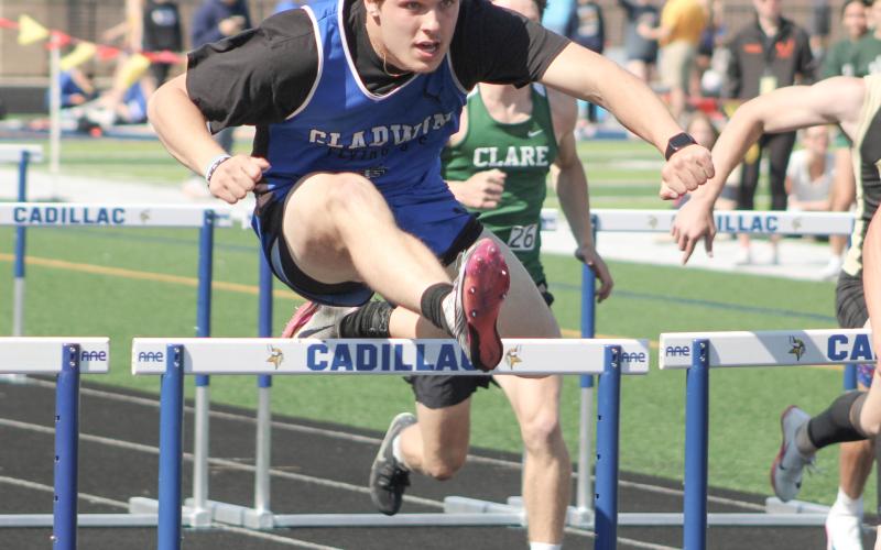 Gladwin’s Colton Pfenninger hurdled his way to the state meet Friday at the Division 2 regional at Cadillac.