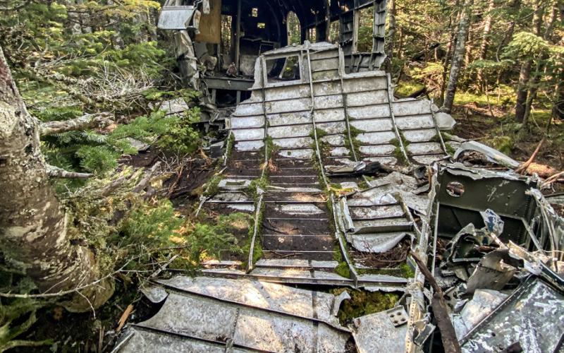 Debris from a Douglas DC-3 lays at the top of Mount Success near Berlin, New Hampshire.