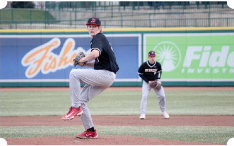 Beaverton’s Al Pahl delivers the game’s opening pitch.