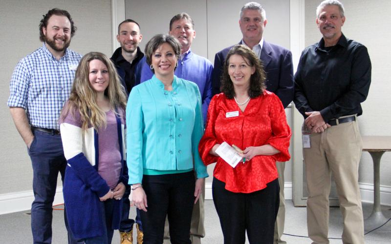 The Gladwin County Chamber of Commerce Board poses with the three state legislators after Friday’s Legislative Breakfast event at the Knights of Columbus Hall in Gladwin.