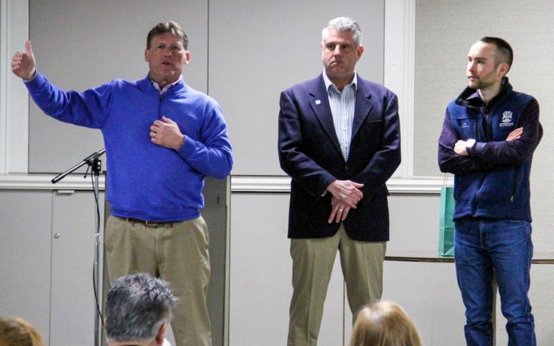 The three legislators answered questions collectively at the end of the event. From left to right: Sen. Roger Hauck, Rep. Mike Hoadley, Rep. Bill G. Schuette.