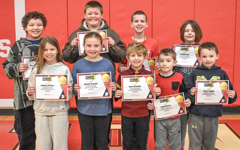 BES Students of the Month for March are: Brian Sheets, McKinley McCann, Brayden Wilson, Scarlett Tenwalde, Jacob Harding, Wyatt Schneider, Logan McLaren, Jozleigh Henne and Kaizen Coggins.