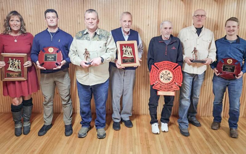 The following were recognized for milestones in years of service. Pictured from left to right: Helen Gary, 25 years; Curtis Alward, 15 years; Scott Grice, 35 years; David Sprang, 30 years; Larry Eagleson, 50 years; Bill Webb, 35 years; Eric Seebeck, five years; and not pictured Chuck Peters, 15 years.