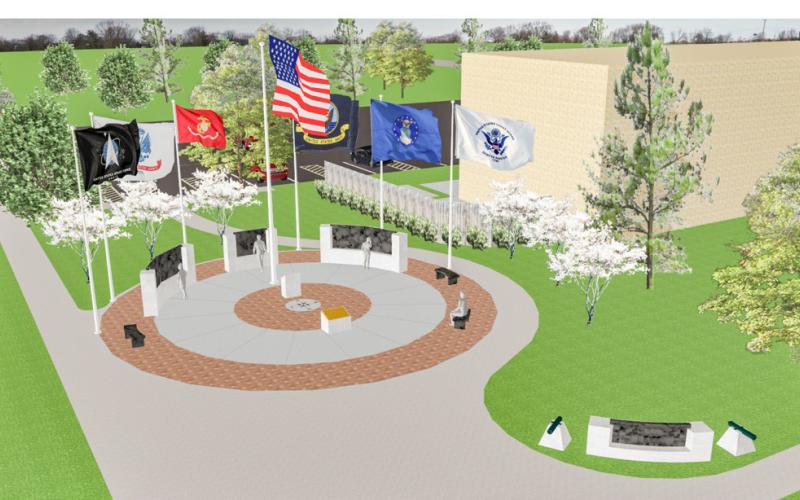 A rendering of the proposed Honor Park east of the Gladwin County Courthouse.