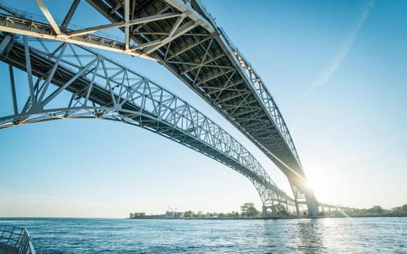 The Blue Water Bridge connects Port Huron, Michigan, with Sarnia, Ontario. PURE MICHIGAN