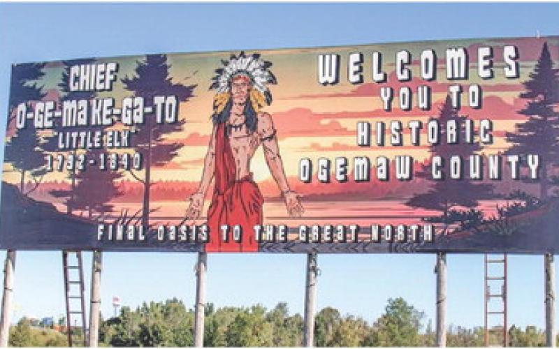 The new billboard welcoming expressway drivers to Ogemaw County.