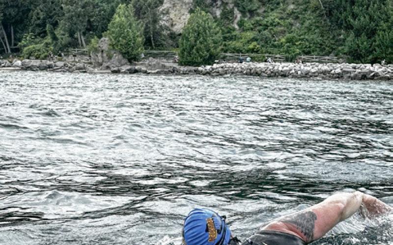 Jeremy Dicken participates in swim around Mackinac Island