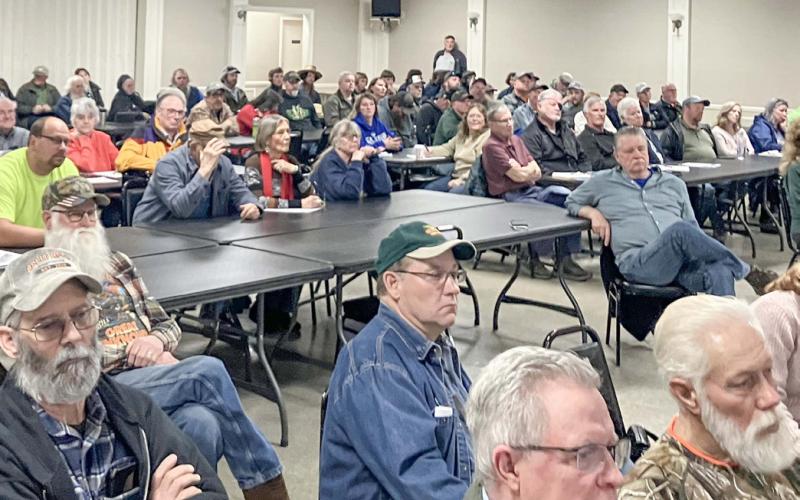 A large crowd of concerned citizens gathered at the Knights of Columbus Hall Thursday for a discussion of the issue of solar farms.