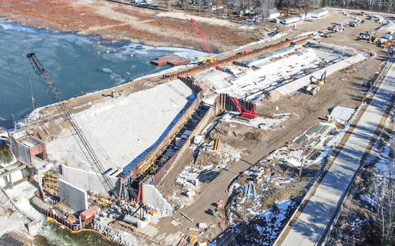 Aerial view of Secord Dam from earlier this year.