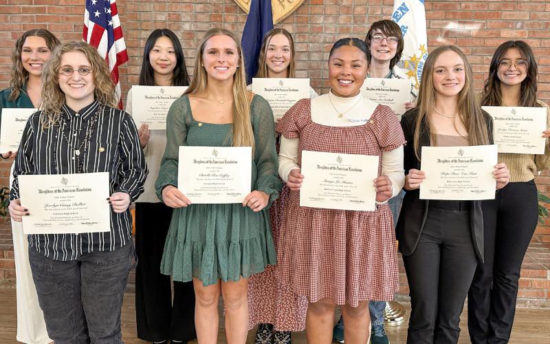 John Alden Chapter Good Citizens pictured in back row, left to right are: Audrey Schmidt, Angelina Chen, Payten Coggins, Carrie Cutshall and Jazlyn Steins. Pictured in front row, left to right: Jocelyn Balliet, Brielle Coffey, Miraya Hunter and Hope Van Tiem.