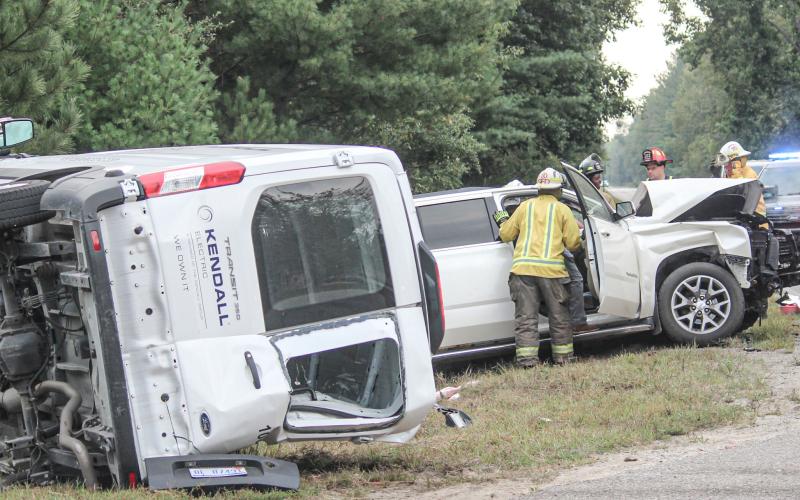 Two vehicle crash at Howard and River roads intersection