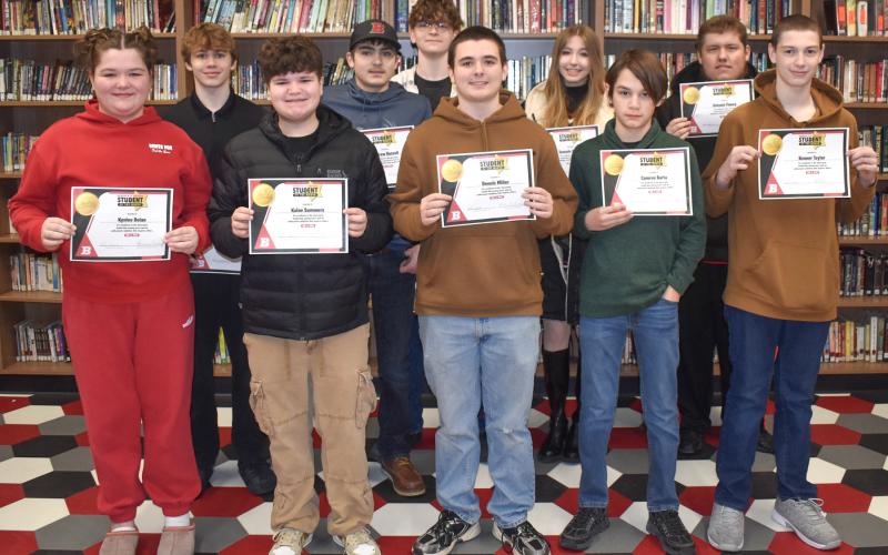 January’s BJSHS Students of the Month include Kynlee Dolan, Lincoln Silvers, Kaine Summers, Andrew Russell, Dylan Northrup, Dennis Miller, Tommie Murrell, Camren Barta, Antonio Finney and Konner Taylor. Not pictured: Adrian Ornelas, Kiera Witek, Hali Rider and Kayden Christy.