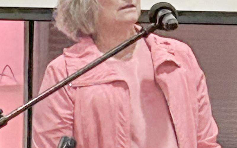 Bra-La-La was held on Thursday, October 24 at Riverwalk Place. Inset, guest speaker Becky Damzyn shared her breast cancer story at the event.