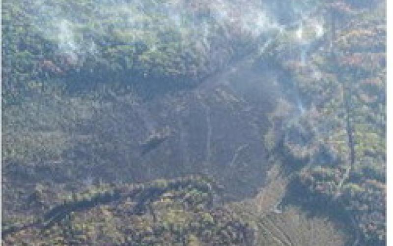 Aerial view of 2025 Roscommon County fire. The public is urged to use caution amid extreme fire danger this fall.