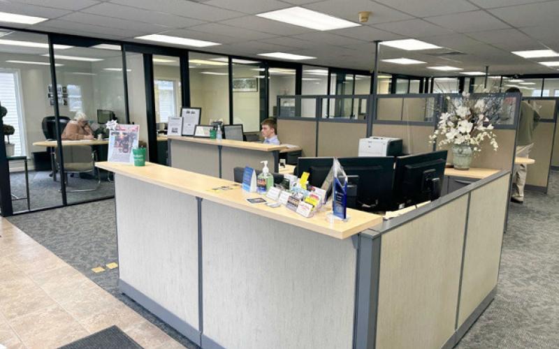 Schumacher Insurance is located at 215 Ross St. in Beaverton. Inset photo, the interior of the agency was remodeled at the end of 2022.