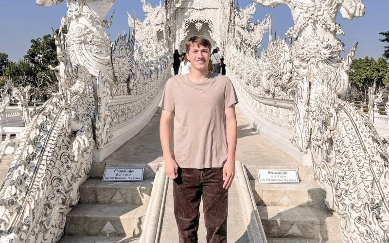Pictured is Dakoda Lawrence at the White Temple in Thailand. Check out more photos on our Facebook page.