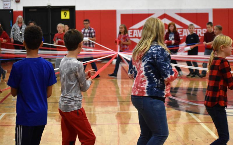 A lively and colorful ribbon presentation by Beaverton Elementary fifth-graders punctuated Friday’s Veterans Day Salute at the school.