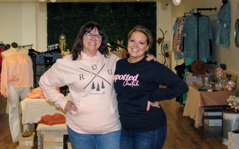 Pictured are Blair McGourty (left) and Tanya Oard. Rugged Den Outfitters and Spotted Cheetah Boutique are located at 127 E. Maple St. in Gladwin.