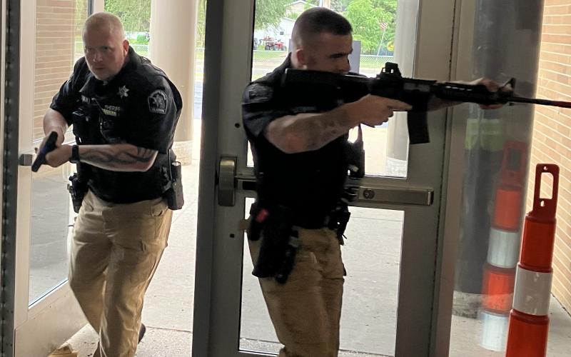 First responders trained as realistically as possible to deal with an armed assailant during a session Saturday at Gladwin Intermediate School.