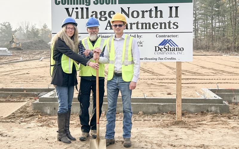 The groundbreaking ceremony for the Village North II apartments occurred on Tuesday, October 29. From left to right are Trisha, Chad, and Boone DeShano.