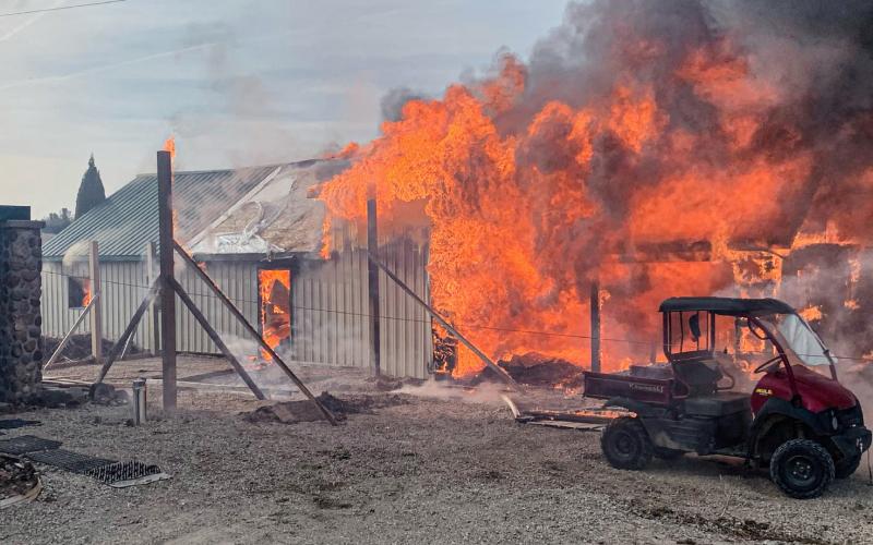 Sage Township garage burns