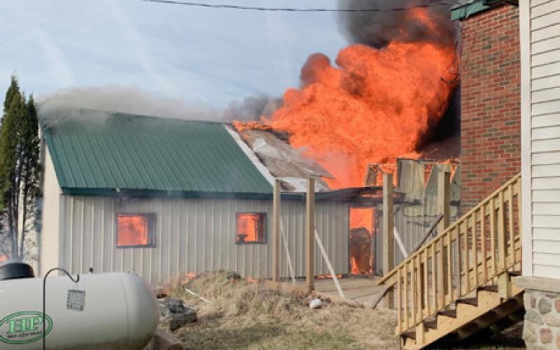 Garage fire at 3900 Riley Road in Sage Township on April 11.