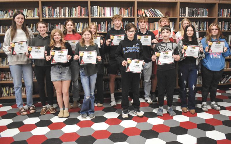 April’s BJSHS Students of the Month include: Taryn Roberts, Ashliegh Sites, Jocelynn Spencer, Jaley Stoike, Cecilia Coppola, Jo Corlew, Jack Blades, Anthony Griffin, Caden Snyder, Brady Cross, James Andrist, Liberty Dillion, Aubree Favel and Elizabeth Drews. Not pictured are Deygan Grzesiak and Sophia Ouellette.