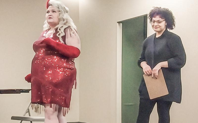 Sam Donaldson and Alex Ross rehearse for GAFT’s murder mystery, I Love You To Death.