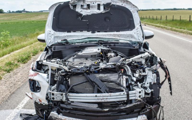 Pictured is the Amish buggy and (inset photo) vehicle post accident.