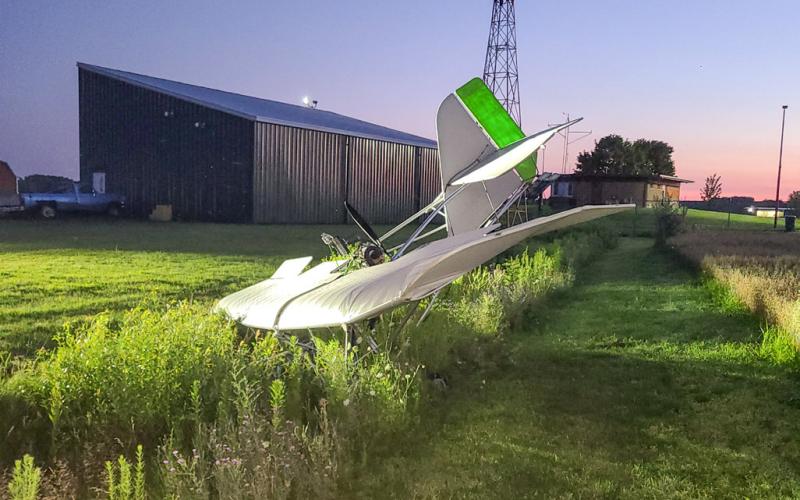 Aero Lite aircraft wreckage at Charles C. Zettel Memorial Airport.