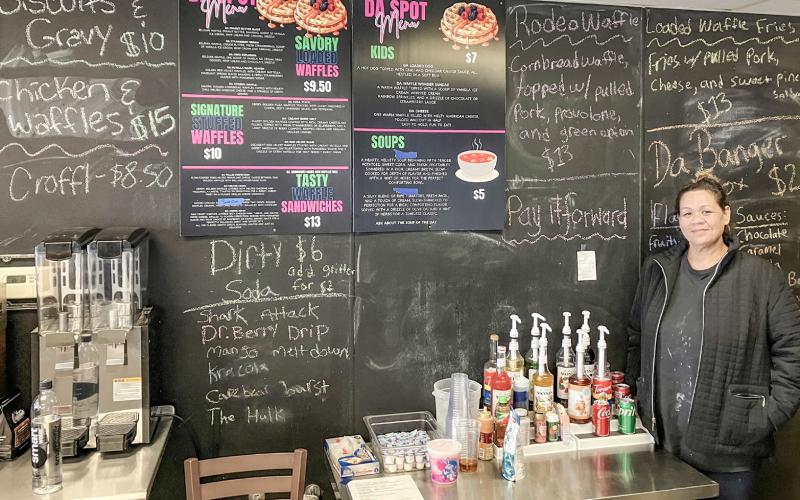 Owner Shariece Simbahon stands by her menu at Da Spot, a restaurant in Gladwin that offers waffles and a lot more.