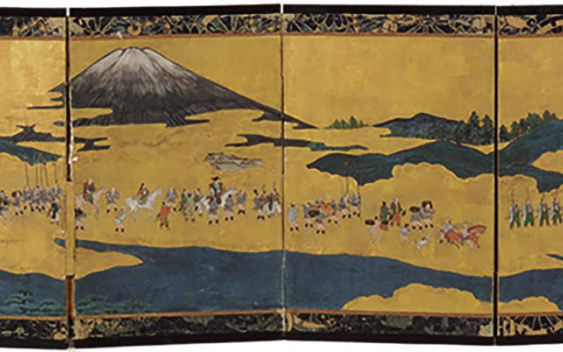 Mount Fuji may be in the background of this paneled screen, but its size and iconic appearance make its impact enormous. TREMONT AUCTIONS