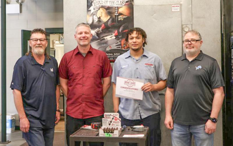 Pictured, left to right, are: Ron Holmes, HRA Full-Time Faculty; Shawn Troy, Dean of Workforce &amp;amp; Career Education; Darion Artis; and Casey Schmid, HRA Full-Time Faculty.