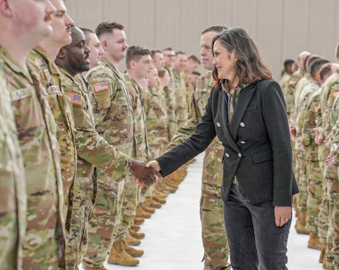 Governor Whitmer is pictured greeting soldiers of the Michigan Army National Guard’s (MIARNG) 3rd Battalion (General Support), 238th Aviation Regiment, (3-238th GSAB).