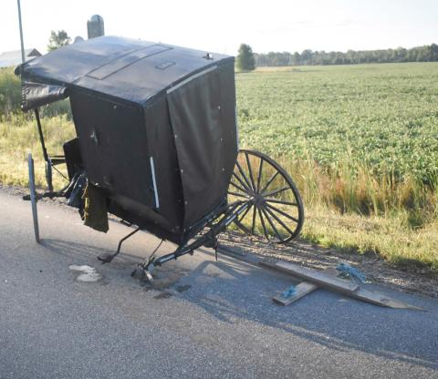 Amish buggy struck by semi on Beaverton Road