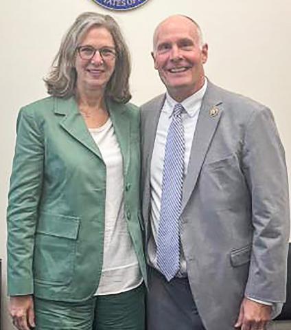 Congressman John Moolenaar, right, meets with Dutch Ambassador Birgitta Tazelaar.