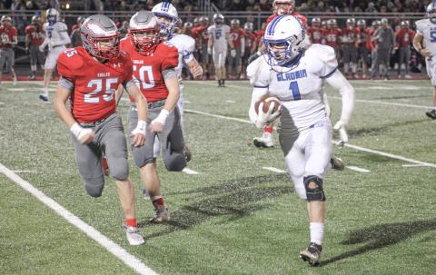 Gladwin’s Donald “Trace” Corlew III finds some running room during last fall’s loss at Frankenmuth in the Division 5 regional finals. The First Team All-State honoree will continue his football career at SVSU.