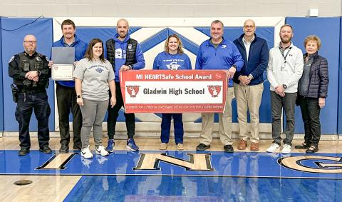 Gladwin High School has a new banner to hang after being designated a MI HEARTSafe School. The staff worked with MyMichigan Health and local first responders to prepare a plan of action in the event of a medical emergency.