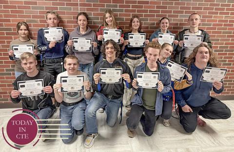 Pictured in back row, left to right: Elliot Vasquez (Farwell), Seth Strasser (Farwell), Gabby Mathews (Gladwin). Front row, left to right: Toby Miller (Farwell), Casey Brand (Harrison), and Russell Davis (Harrison). Not pictured: Savannah Wilson (Gladwin).