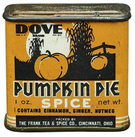 This vintage tin is a reminder that pumpkin spice was a well-loved flavor long before coffee shops started adding it to their drinks every fall. MORFORD’S ANTIQUE ADVERTISING AUCTIONS