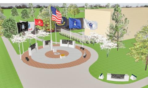 A rendering of the proposed Honor Park east of the Gladwin County Courthouse.