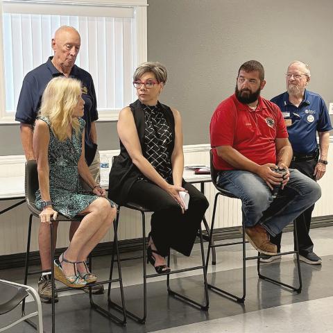 Pictured in back, George Alward; in front, left to right: Karen Moore, Angela Bigham, John Andrist, and Dwayne Miller.