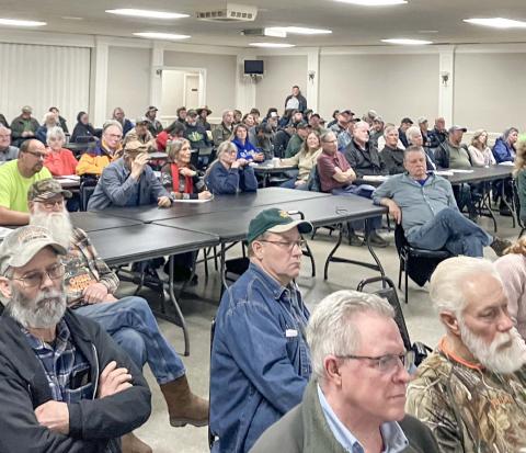 A large crowd of concerned citizens gathered at the Knights of Columbus Hall Thursday for a discussion of the issue of solar farms.