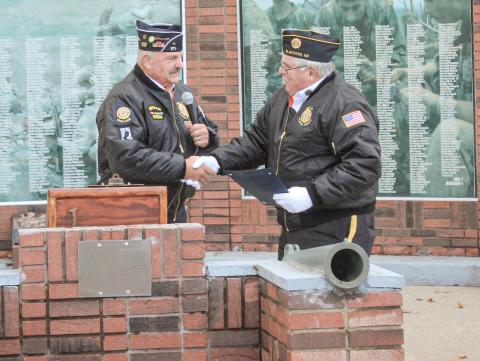 During the Veterans Day ceremony on Monday, November 11. Master of Ceremonies Jim Volant announced Mike Perry as Legionarre of the Year.