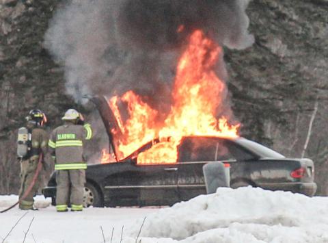 On Tuesday, January 30, at approximately 4 p.m., the Gladwin Rural Urban Fire Department responded to the scene of a vehicle that was engulfed in fire. The vehicle was located on M-18 and was parked at the end of the driveway of a house. The owners of the home had no knowledge or ownership of the vehicle. Only when fire trucks arrived were the homeowners made aware of what was happening in their driveway.